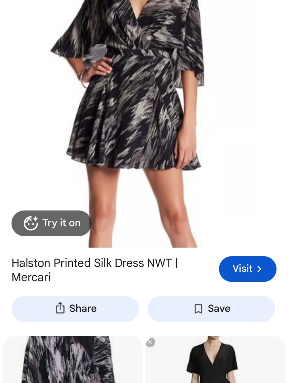 Halston Heritage Black and Gray Abstract Silk Mini Dress